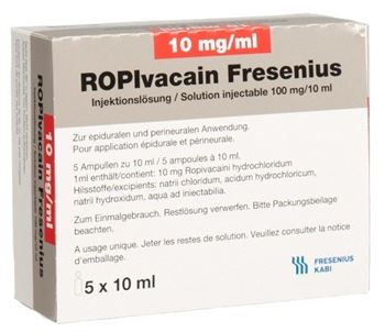 Ropivacain Fresenius 10mg/ml 5x10 ml amp, solution for injection/infusion